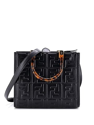 Fendi Sunshine Shopper Tote Zucca Embossed Leather Small (view 1)