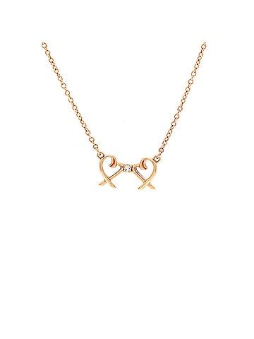 Tiffany & Co. Double Loving Heart Pendant Necklace 18K Rose Gold with Diamond (view 1)