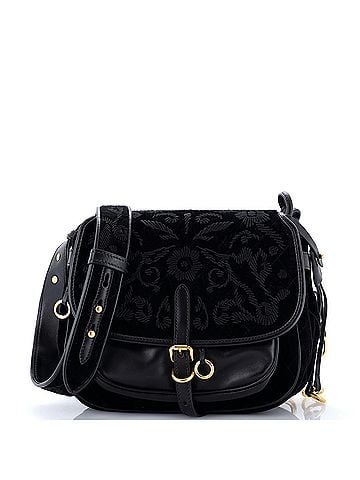 Prada Corsaire Messenger Bag Embroidered Quilted Velvet with Leather (view 1)