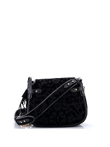 Prada Corsaire Messenger Bag Embroidered Quilted Velvet with Leather (view 2)