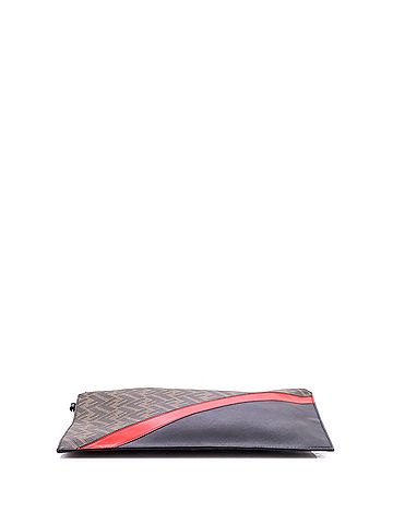 Fendi Zip Flat Wristlet Pouch Zucca Coated Canvas and Leather Medium (view 2)
