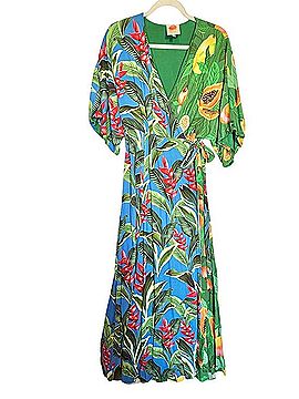 FARM Rio Papaya Mango Tropical Wrap Maxi Dress Casual Dress (view 2)