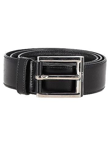 Prada Prada Silver Buckle Belt in Black Leather (view 1)