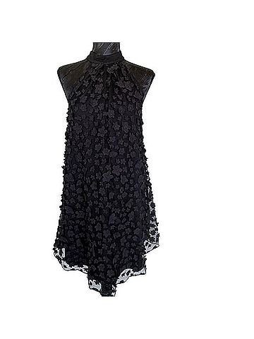 Eva Franco 3d Floral Applique Halter Mini Dress Cocktail Dress (view 1)