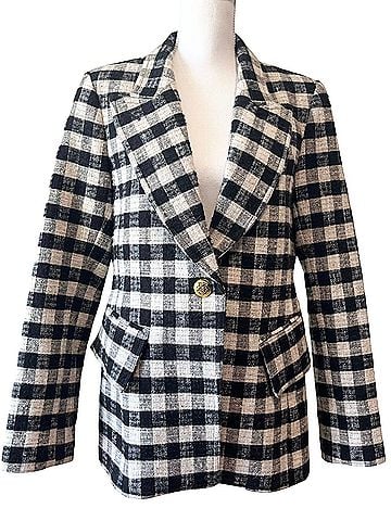 Smythe Gingham Lounge Blazer Black White Gold Buttons Blazer (view 2)