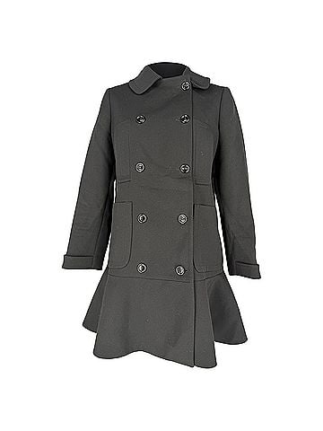 Miu Miu Miu Miu Vintage 2006 Double-Breasted Coat Flared Ruffle Hem in Black Wool (view 1)