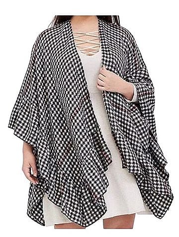 Torrid Gingham Ruffle Ruana Cape Wrap (view 1)