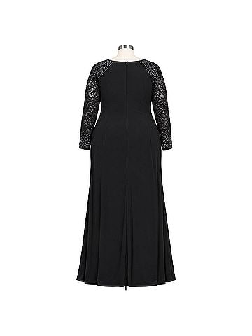 Alex Evenings Lace long sleeve jersey Cocktail Dress (view 2)