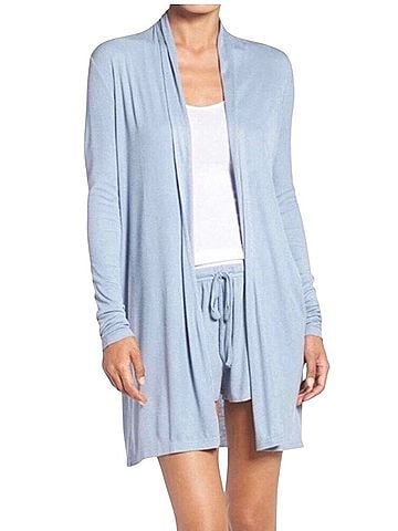 Barefoot Dreams Luxe Ribbed Jersey Long Cardigan Jacket (view 1)