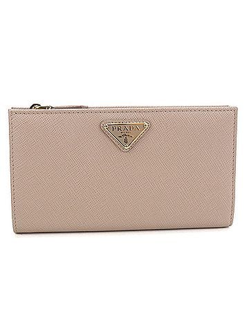 Prada PRADA Prada Bi-fold Long Wallet 1ML009 Saffiano Triangle Women's Beige (view 1)