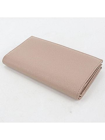 Prada PRADA Prada Bi-fold Long Wallet 1ML009 Saffiano Triangle Women's Beige (view 2)