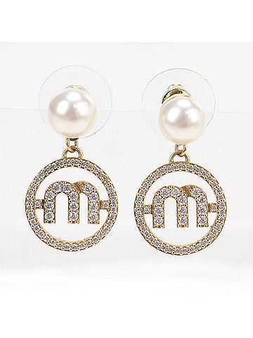 Miu Miu Miu Miu MIUMIU (OUTLET) Miu Outlet Earrings 5JO647 2DAM Women's Gold (view 2)