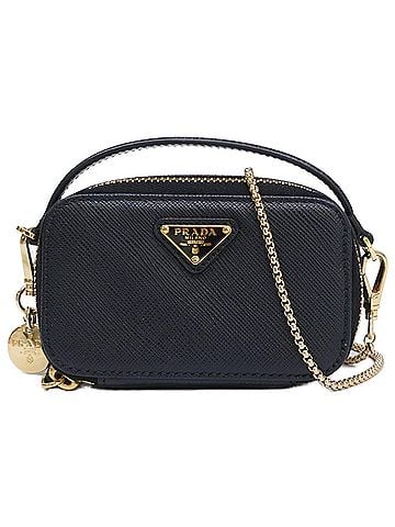 Prada PRADA 1NR025 Saffiano Chain Shoulder Mini Pouch Bag Black Gold Hardware Women's (view 1)