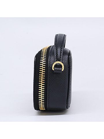 Prada PRADA 1NR025 Saffiano Chain Shoulder Mini Pouch Bag Black Gold Hardware Women's (view 2)