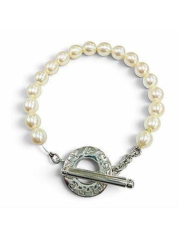 Tiffany & Co. TIFFANY&amp;Co. Tiffany Freshwater Pearl 925 Toggle Bracelet, Silver, Total Weight 21.2g, Women's. (view 1)
