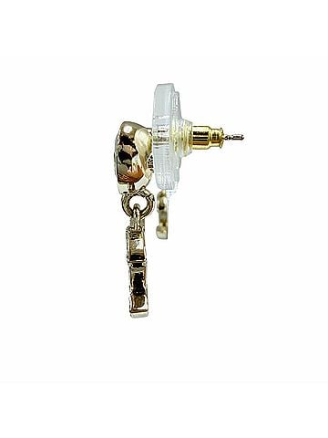 Chanel CHANEL I25A Coco Mark Crystal Bijou Teardrop Earrings, Gold, Made in Italy, Women's (view 2)