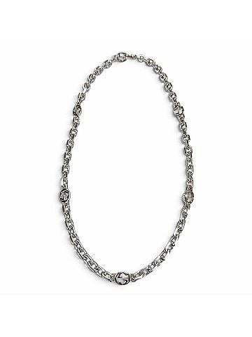 Gucci GUCCI 759703 AG925 Interlocking G Chain Necklace, Silver, Weight 49.4g, Men's/Women's Accessory (view 1)