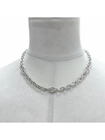 Gucci GUCCI 759703 AG925 Interlocking G Chain Necklace, Silver, Weight 49.4g, Men's/Women's Accessory (view 2)