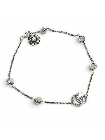 Gucci GUCCI 773229 Double G Mother of Pearl Bracelet, 925 Sterling Silver, Colored Stone, White Made in Italy, Weight 5.6g, Women's, Comes with Box and Dust Bag. (view 1)