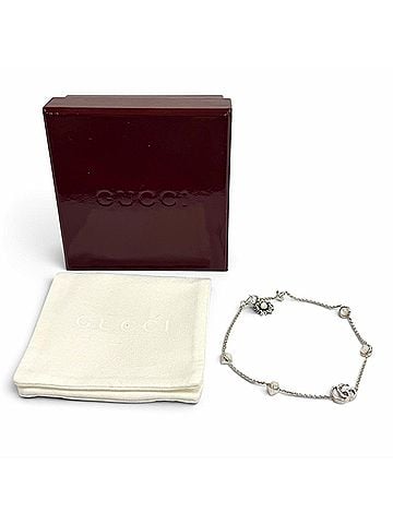 Gucci GUCCI 773229 Double G Mother of Pearl Bracelet, 925 Sterling Silver, Colored Stone, White Made in Italy, Weight 5.6g, Women's, Comes with Box and Dust Bag. (view 2)