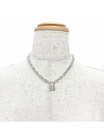 Tiffany & Co. TIFFANY&amp;Co. Tiffany 1837 Lock Cadena Necklace Choker Accessory, 925 Silver, Weight 44g, Women's (view 2)
