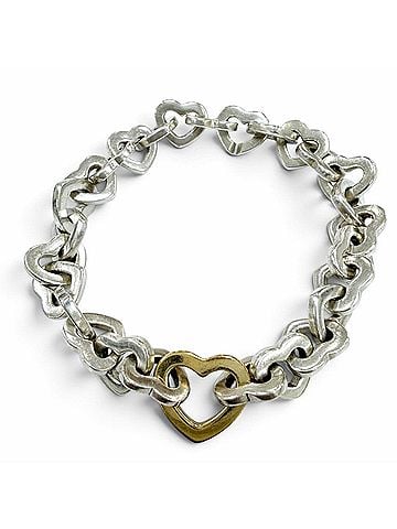 Tiffany & Co. TIFFANY&amp;Co. Tiffany Vintage Heart Link Bracelet 925 750 (YG) Silver Yellow Gold Weight 35.5g Women's (view 1)