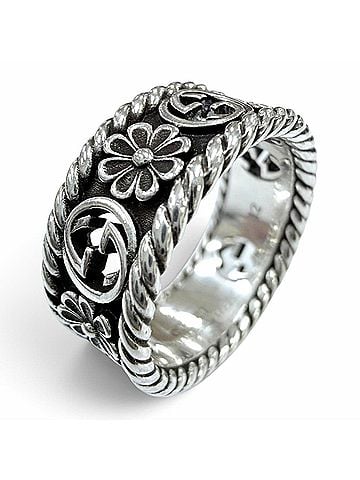 Gucci GUCCI 577263 AG925 Interlocking G Flower Ring, Silver, Made in Italy, Weight 5.9g, Women's (view 1)