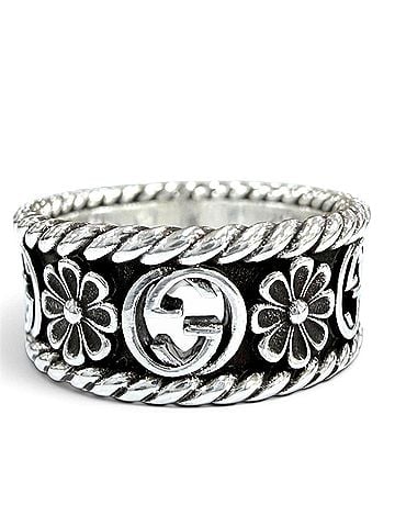 Gucci GUCCI 577263 AG925 Interlocking G Flower Ring, Silver, Made in Italy, Weight 5.9g, Women's (view 2)