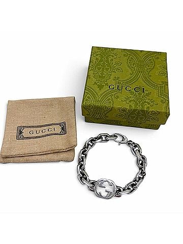 Gucci GUCCI 627068 AG925 Interlocking G Bracelet, Silver, Size 17, Made in Italy, Weight 44.2g, Men's/Women's Accessory, Comes with Box and Dust Bag. (view 2)