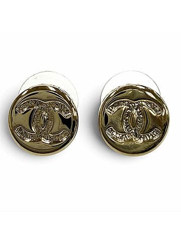 Chanel CHANEL B25C Coco Mark Logo Earrings, Gold, Made in Italy, Women's, with Box and Dust Bag. (view 1)