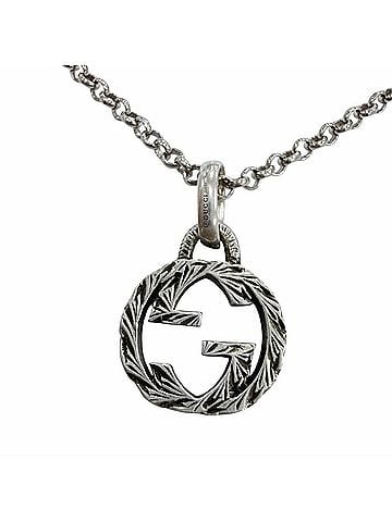 Gucci GUCCI 455535 AG925 Interlocking G Arabesque Necklace, Silver, Made in Italy, Weight 7.3g, Women's. (view 1)