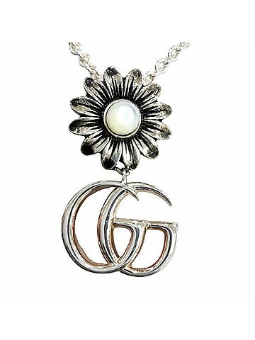 Gucci GUCCI Double G Necklace, AG925 Sterling Silver, Mother-of-Pearl, Made in Italy, Weight 7.0g, Women's, Comes with Box and Dust Bag. (view 1)