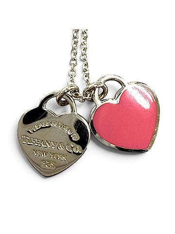 Tiffany & Co. TIFFANY&amp;Co. Return to Tiffany Pink Double Heart Tag Pendant Mini AG925 Necklace, Silver Pink, Weight 2.8g, Women's, Comes with Box and Dust Bag. (view 1)