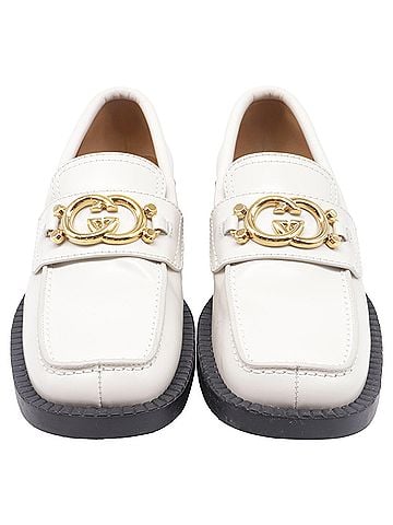 Gucci Gucci Interlocking G Loafers in White Leather (view 2)