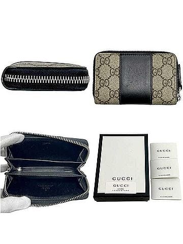 Gucci Gucci coin case, purse, GG Supreme, 451242 2184, GUCCI PVC leather, beige/black, men's wallet (view 2)