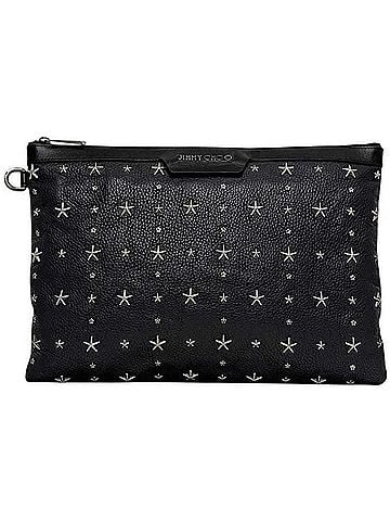Jimmy Choo Jimmy Choo clutch bag, leather, star studs, black, men's. (view 1)