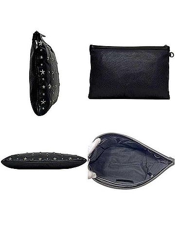 Jimmy Choo Jimmy Choo clutch bag, leather, star studs, black, men's. (view 2)