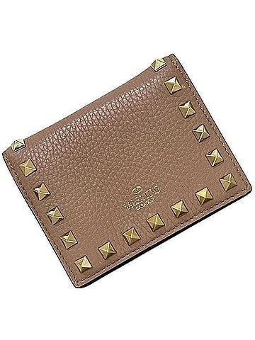 Valentino Garavani Valentino Garavani Bi-fold Wallet TW2P0R39VSH Leather Studded Beige Women's (view 1)