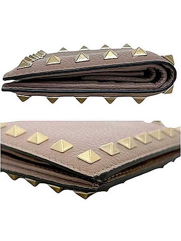 Valentino Garavani Valentino Garavani Bi-fold Wallet TW2P0R39VSH Leather Studded Beige Women's (view 2)