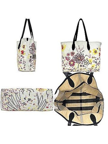 Burberry Burberry Reversible Tote Bag, Doodle Design, BURBERRY PVC Leather, White, Women's, Printed (view 2)