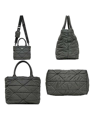 Prada Prada 2-way bag, padded, Re-Nylon tote 1BG373_RDJN_F0048_V_B9M, size 25, IC tag compatible, PRADA nylon, Mercury Grey, Women's. (view 2)