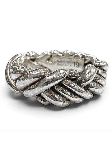 Bottega Veneta BOTTEGA VENETA 838190 AG925 Intrecciato Ring, Silver, Made in Italy, Men's, with Box and Dust Bag. (view 1)
