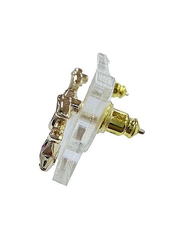 Chanel CHANEL B25P ABF183 Coco Mark Star Crystal Bijou Earrings, Gold and Pink, Made in Italy, Women's (view 2)