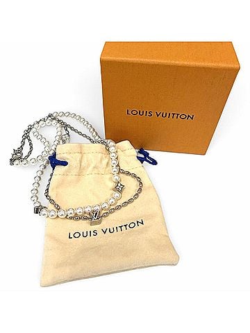 Louis Vuitton LOUIS VUITTON (Louis Vuitton) 2024 model M01781 Pearl Fusion Necklace, Silver/White, Men's, with Box and Dust Bag. (view 2)