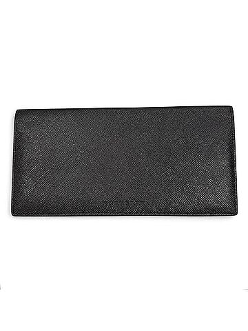 Burberry BURBERRY Burberry Leather Logo Embossed Nova Check Billfold Long Wallet Bi-fold Black Men's (view 1)