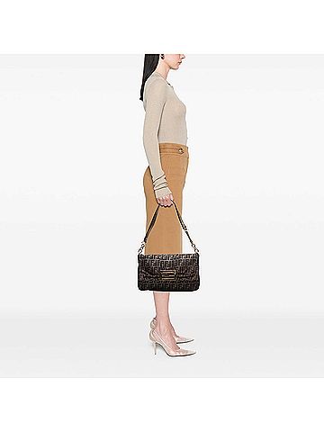 Fendi Large Zucca Canvas Glitter Mia Flap Shoulder Bag (view 2)