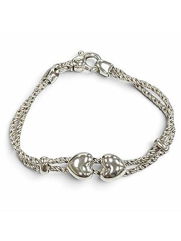 Tiffany & Co. TIFFANY&amp;Co. Tiffany Vintage 925 Double Heart Rope Bracelet, Silver, Made in Italy, Weight 18.6g, Women's. (view 1)