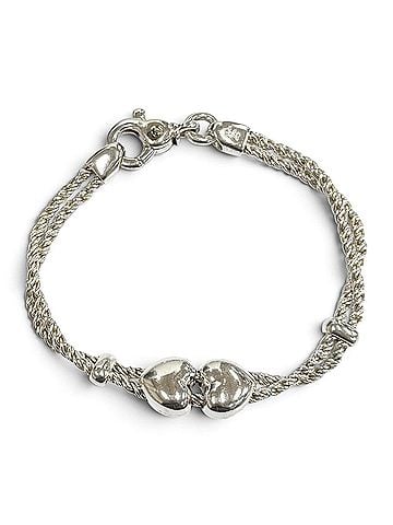 Tiffany & Co. TIFFANY&amp;Co. Tiffany Vintage 925 Double Heart Rope Bracelet, Silver, Made in Italy, Weight 18.6g, Women's. (view 2)