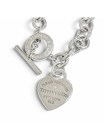 Tiffany & Co. TIFFANY&amp;Co. Tiffany Return to Heart Tag Necklace, 925 Sterling Silver, 1 Diamond, Purchased October 2023, Women's Weight 65.6g, Comes with Box (view 1)
