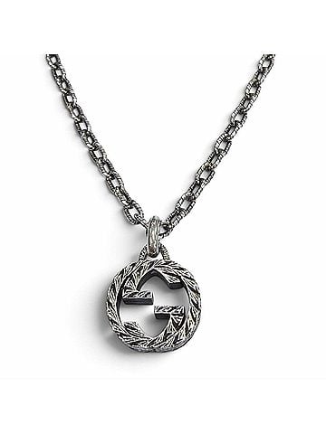 Gucci GUCCI 455307 Interlocking G Arabesque AG925 Chain Necklace, Silver, Made in Italy, Weight 19g, Men's/Women's Accessory (view 1)